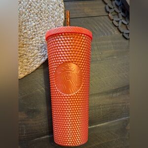 Starbucks Orange Studded Tumbler with Lid and Straw